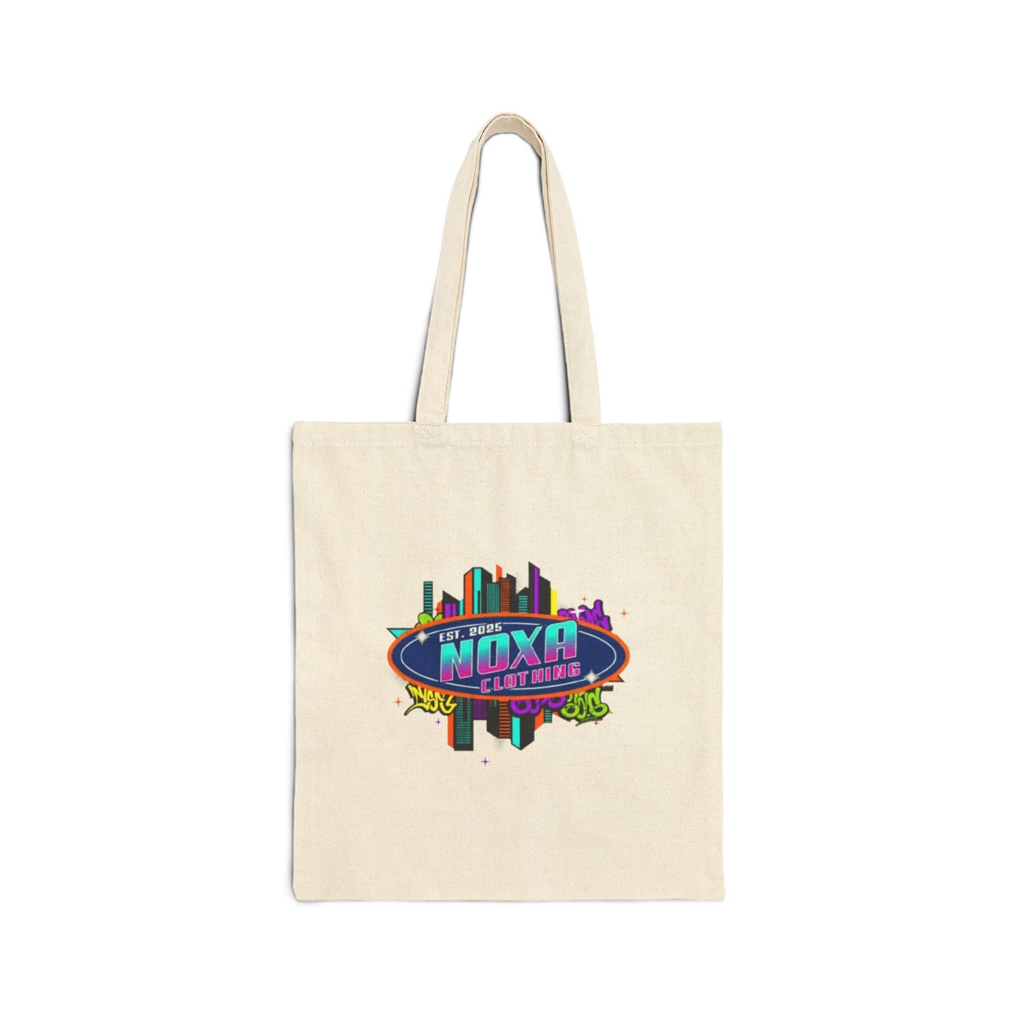 Colorful Canvas Tote Bag with Urban Design, Eco-Friendly Shopping Bag, Reusable Grocery Tote, Gift for Music Lovers, Festival Tote