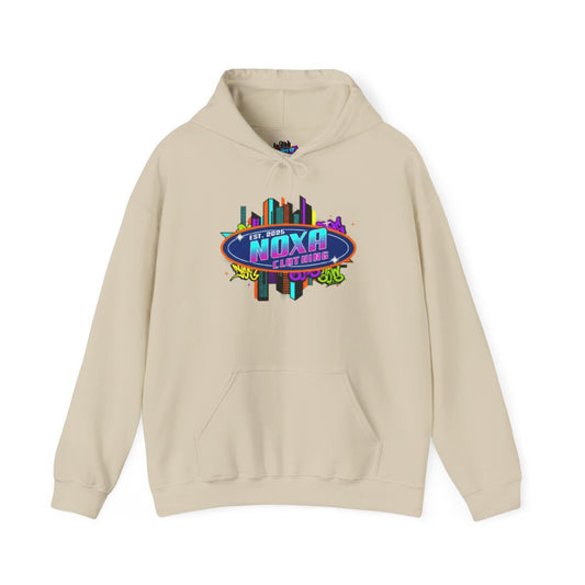 Colorful Urban Vibes Hoodie with Retro Design, Unisex Pullover, Perfect for Casual Outings, Streetwear, Gifts for Her, Gifts for Him